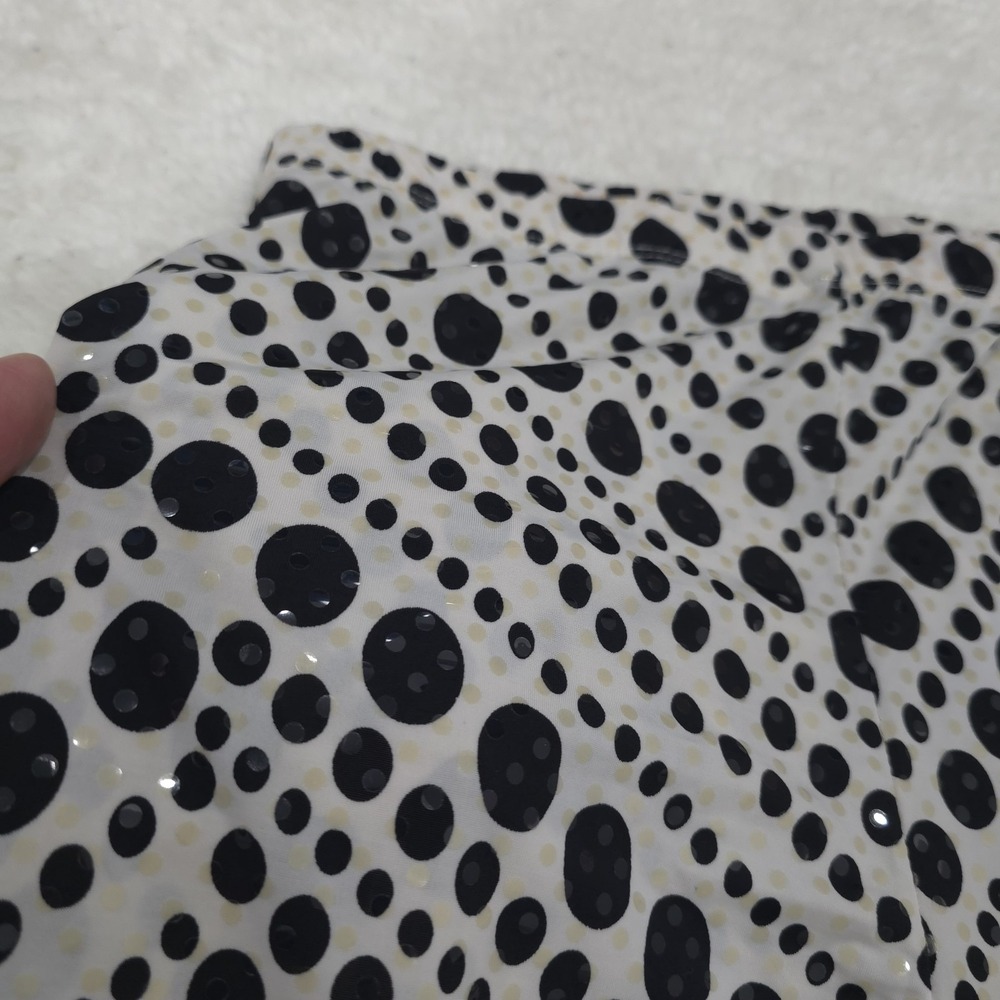 TOWER Vintage 90s Polka‎ Dot Wide Leg Palazzo Pants White Black Sequin Size M - Picture 11 of 13